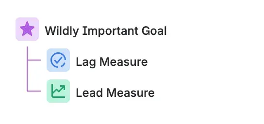 The 4DX Type tree: a Wildly Important Goal with a Lag Measure and a Lead Measure nested beneath it